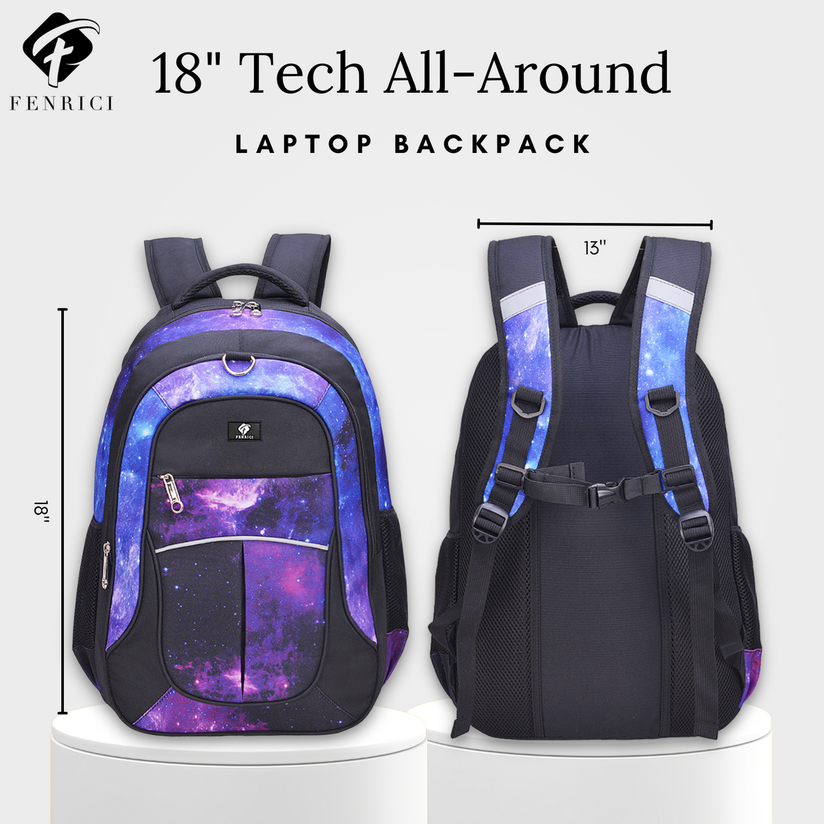 Galaxy Backpack with Laptop Compartment Purple Backpack Durable Giv Fenrici Brands