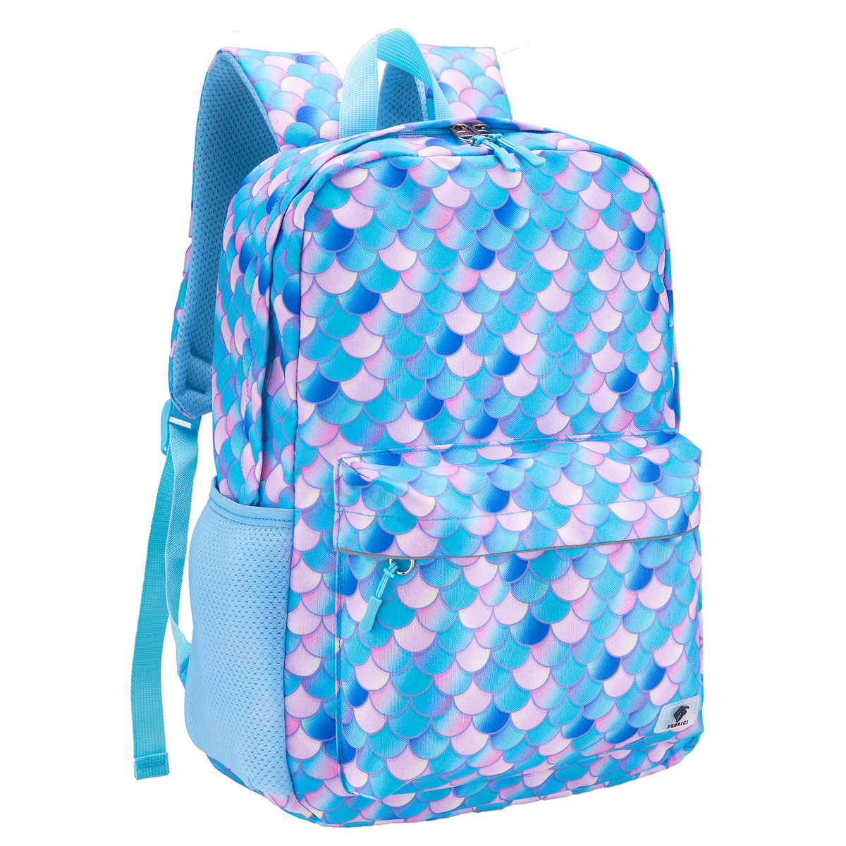 Backpack Dolphin Pink Aqua Blue Ocean Fish Whale Water Mermaid Zipper Pocket