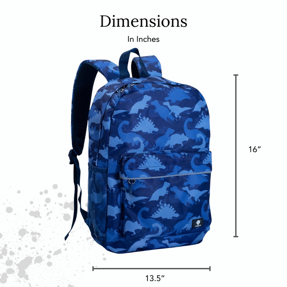 Dinosaur Backpack with Laptop Compartment, Blue Backpack, Durable, Gives Back to a Great Cause, 16 Inches