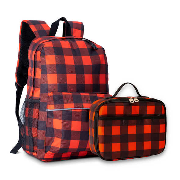Red Buffalo Check Kids Lunch Box - Soft-Sided, Insulated, Gives Back to a Great Cause