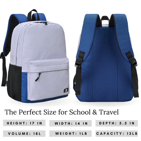 Backpack for Teens with Laptop Compartment, Durable, Gives Back to a Great Cause, 17 Inches, Navy and Grey Colorblock