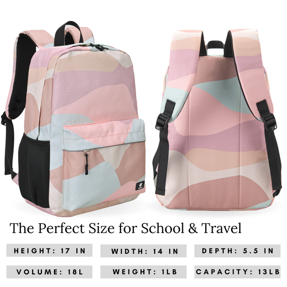 Teens Backpack and Lunch Box Set, Pink Cloud, Gives Back to Great Cause, 17 Inches