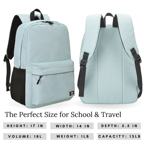 Teens Backpack and Lunch Box Set, Sage Green, Gives Back to Great Cause, 17 Inches