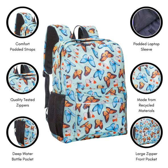 17" Butterfly Backpack with Laptop Compartment, Double Your Donation