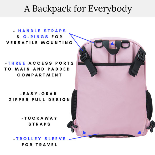 Adaptive Backpack with Laptop Compartment, Durable, Gives Back to a Great Cause, 17 Inches, Cool Pink
