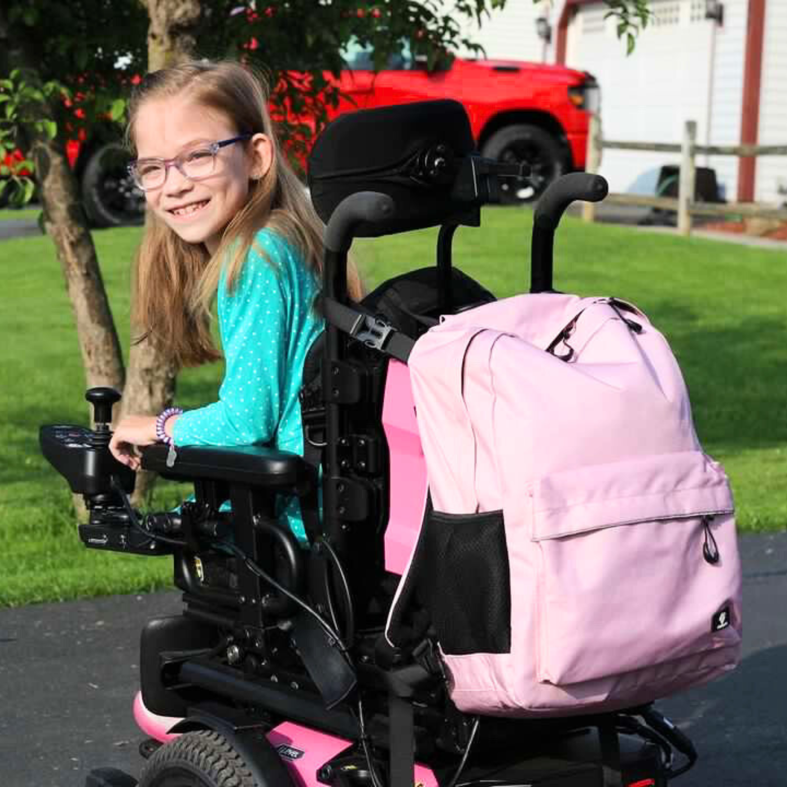 Adaptive Backpack for Kids, Pink - Wheelchair-Friendly
