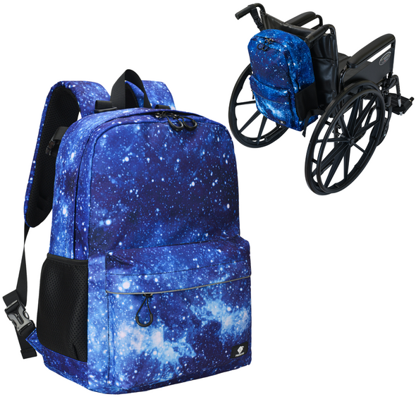 Adaptive Backpack with Laptop Compartment, Durable, Gives Back to a Great Cause, 17 Inches, Blue Galaxy