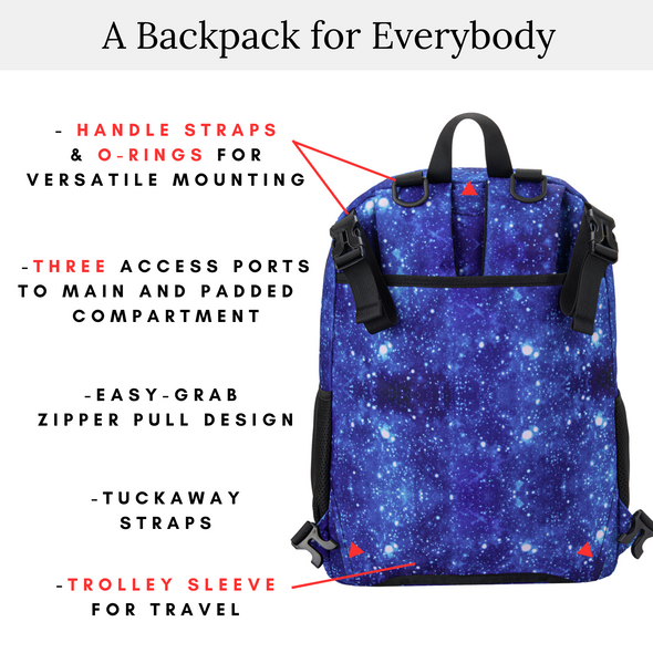 Adaptive Kids Backpack and Lunch Box Set, Blue Galaxy, Gives Back to Great Cause, 17 Inches