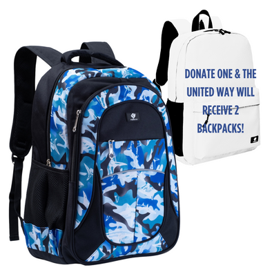 18" Shark Backpack with Laptop Compartment, Double Your Donation