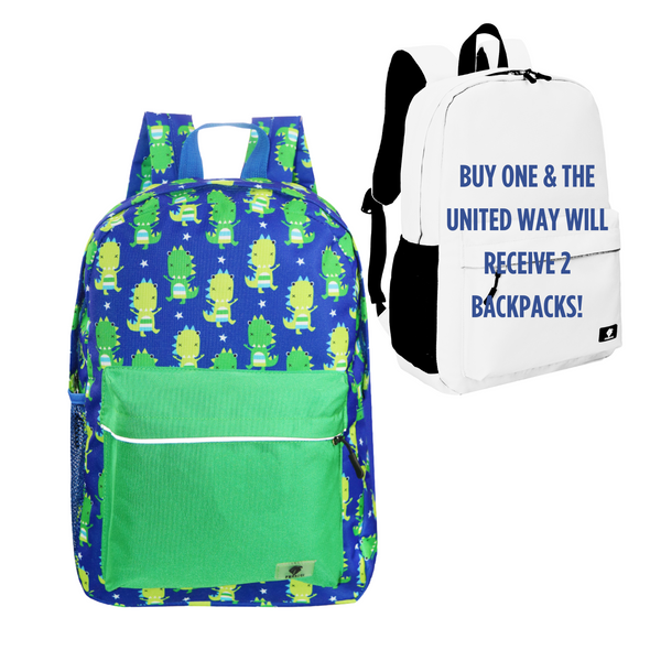 Green Dino Preschool Backpack with Laptop Compartment, Buy One-Give Two