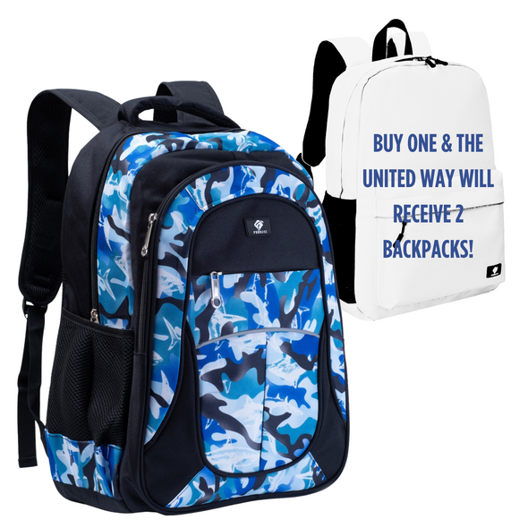 18" Shark Backpack with Laptop Compartment, Buy One-Give Two