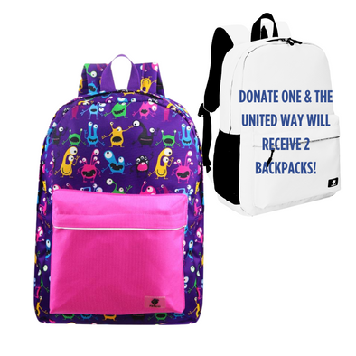 Purple Cartoon Preschool Backpack with Laptop Compartment, Double Your Donation