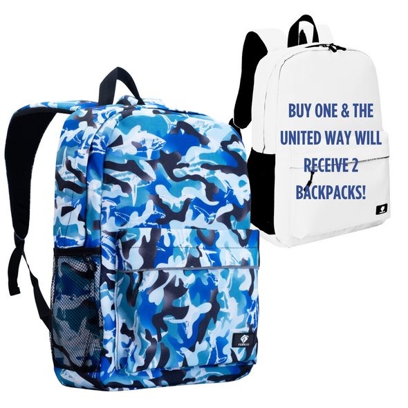 16" Blue Shark Backpack with Laptop Compartment, Buy One-Give Two
