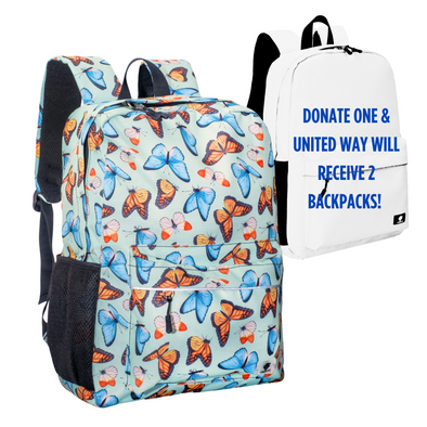 17" Butterfly Backpack with Laptop Compartment, Double Your Donation