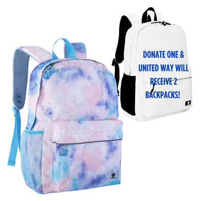 16" Pink Tie Dye Backpack with Laptop Compartment, Double Your Donation