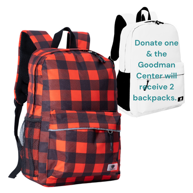 Bulk (15 Units) 16" Red Buffalo Check Backpack with Laptop Compartment, Double Your Donation (Buy 15 - Give 30)