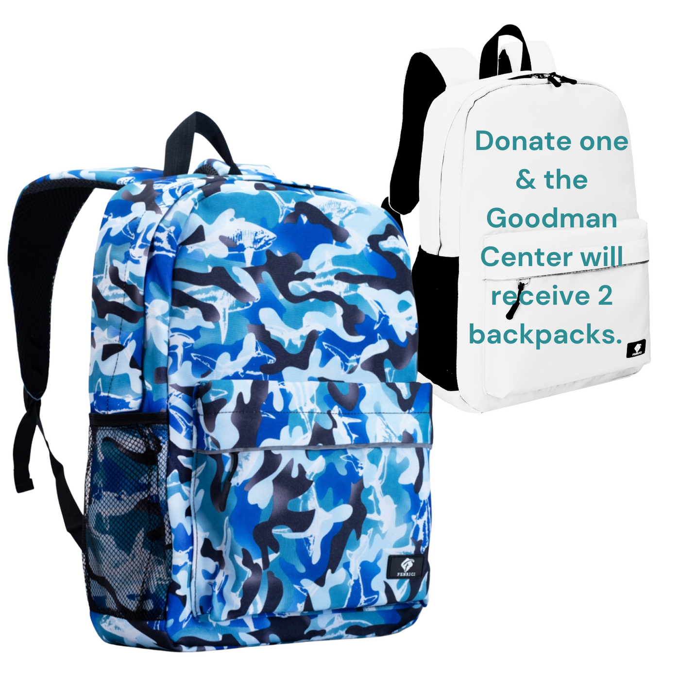 Blue shark backpack sales