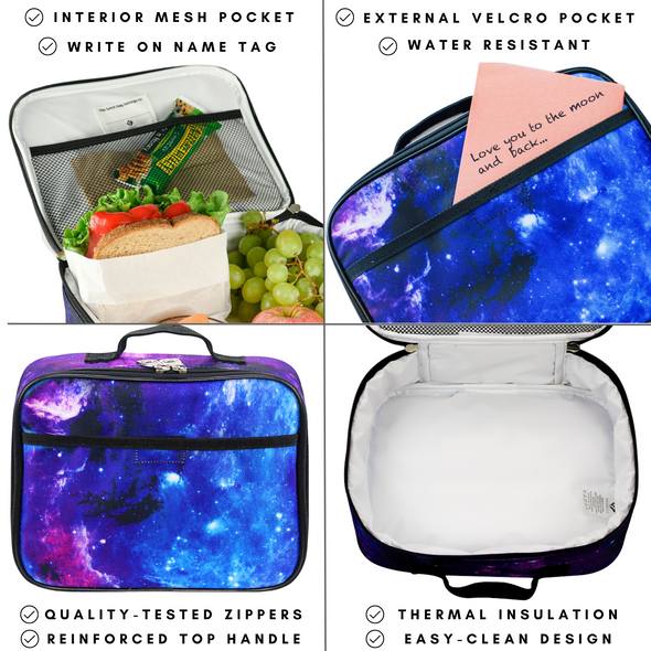 Galaxy Lunch Box, Purple - Soft-Sided, Insulated, Gives Back to a Great Cause