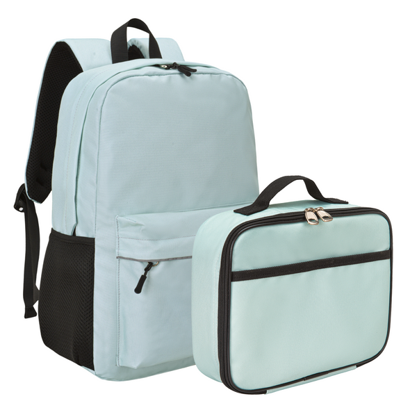 Teens Backpack and Lunch Box Set, Sage Green, Gives Back to Great Cause, 17 Inches