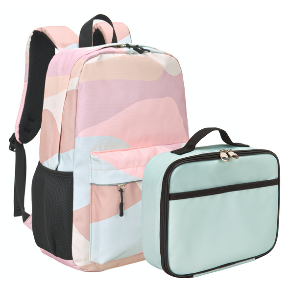 Teens Backpack and Lunch Box Set, Pink Cloud, Gives Back to Great Cause, 17 Inches