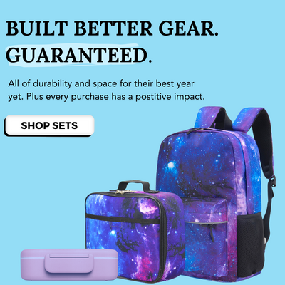 Kids Backpack and Lunch Box Set with Bento Box, Purple Galaxy, Gives Back  to Great Cause, 18 Inches
