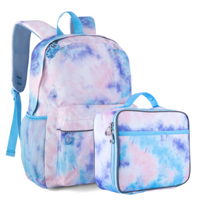 Girls Backpack and Lunch Box Set, Pastel Tie Dye, Gives Back to Great Cause, 16 Inches