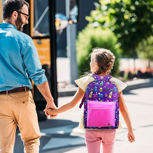 Bulk (15 Units) 16" Pink Monster Backpack with Laptop Compartment, Double Your Donation (Buy 15 - Give 30)