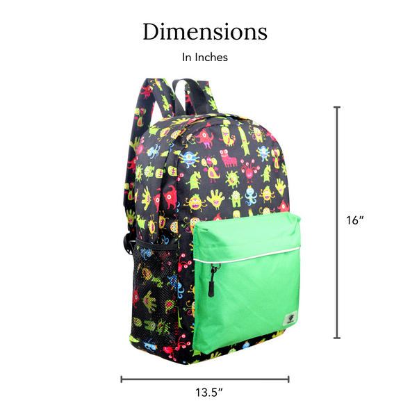 Monster Toddler & Preschool Backpack - Water Resistant, Lightweight, Durable, Gives Back to Great Cause, 16 Inches, Green