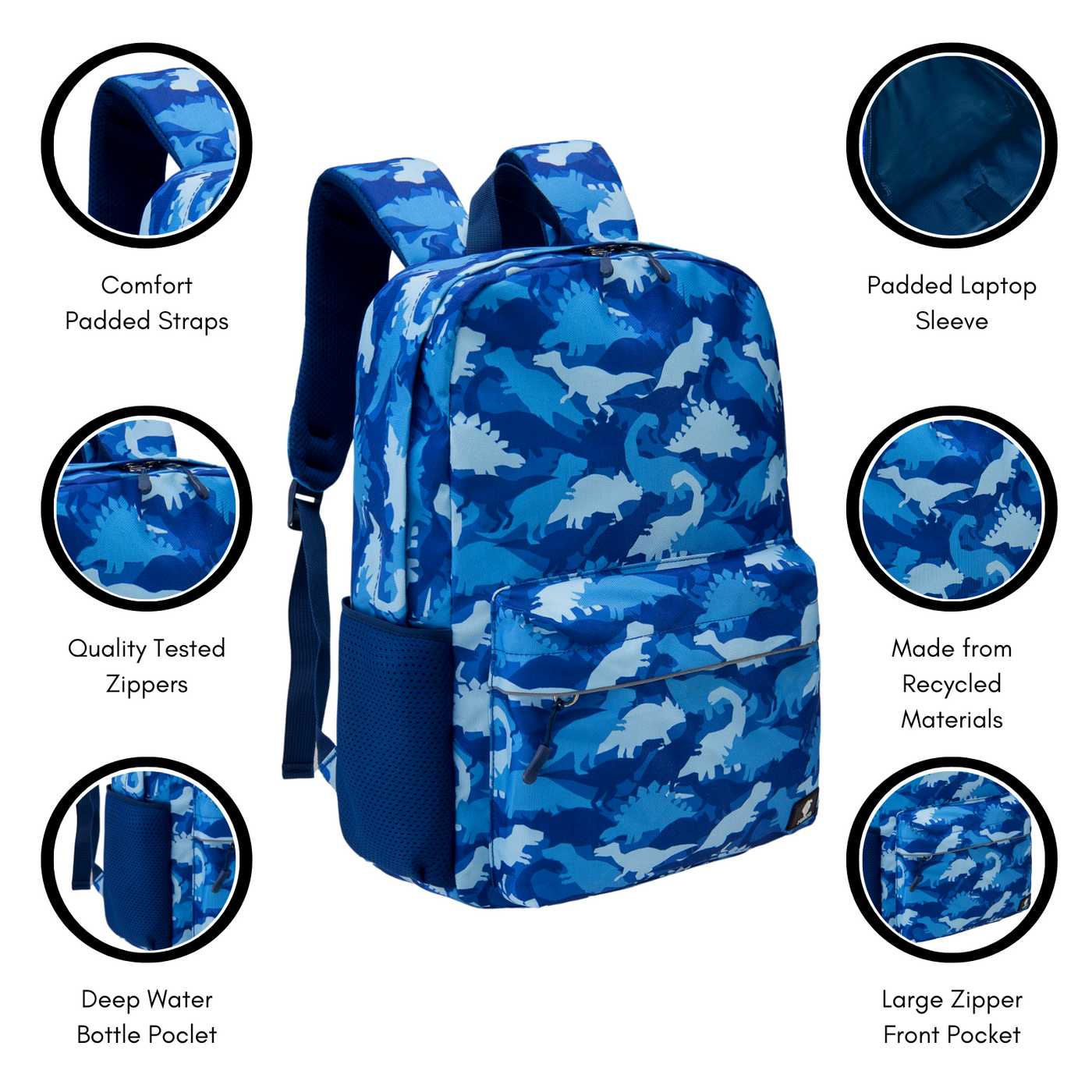 Boys Backpack and Lunch Box Set Blue Dinosaur Gives Back to