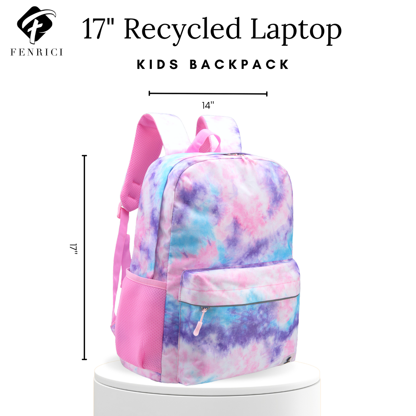 Girls/Women pink tie dye backpack w/ lunch box and water bottle 6 piece set