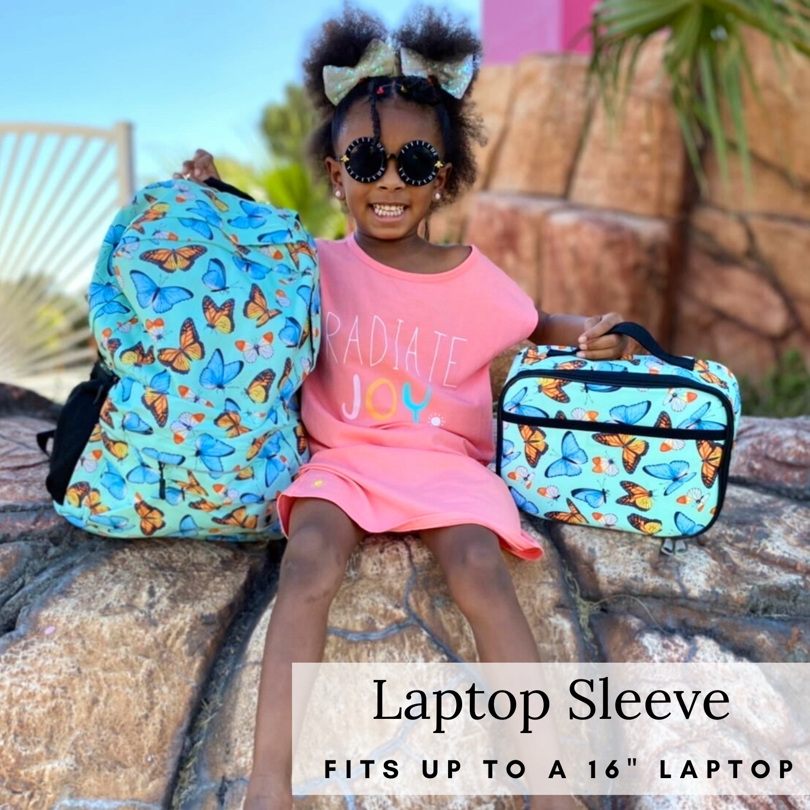 backpack laptop green pink Butterfly Backpack with Laptop Compartment, Green Backpack, Durable, G – Fenrici Brands