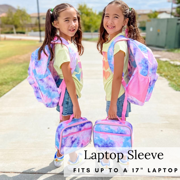 Pink Tie Dye Kids Backpack with Laptop Compartment, Durable, Gives Back to a Great Cause, 17 Inches