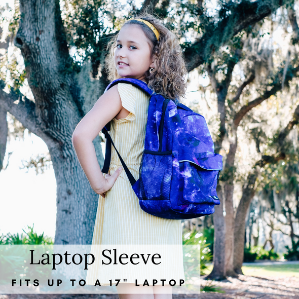 Galaxy Backpack with Laptop Compartment, Purple Backpack, Durable, Gives Back to a Great Cause, 17 Inches
