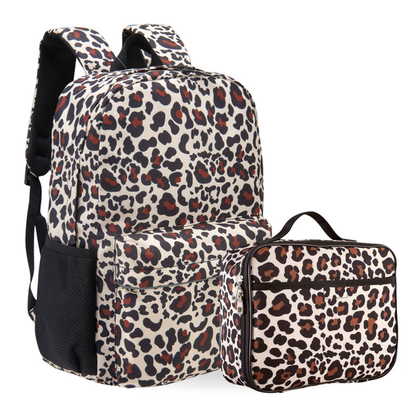 Girls Backpack and Lunch Box Set, Cheetah Print, Gives Back to Great Cause, 17 Inches