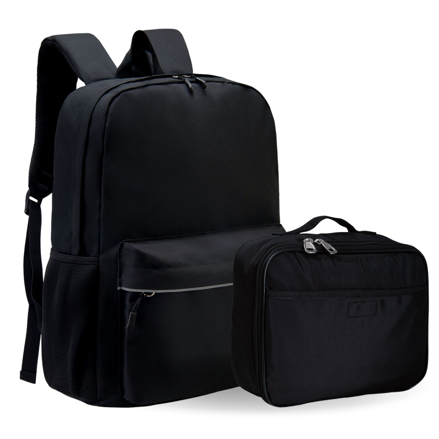 Black Solid Backpack and Classic Lunch Box Bundle