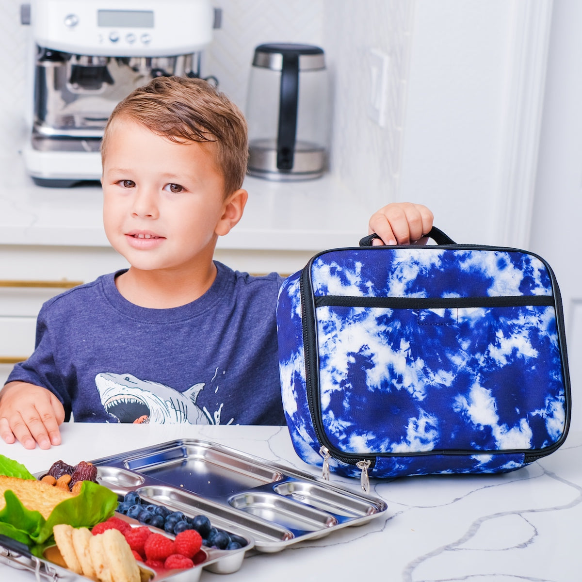 Tie Dye Lunch Box, Blue - Soft-Sided, Insulated, Gives Back to a