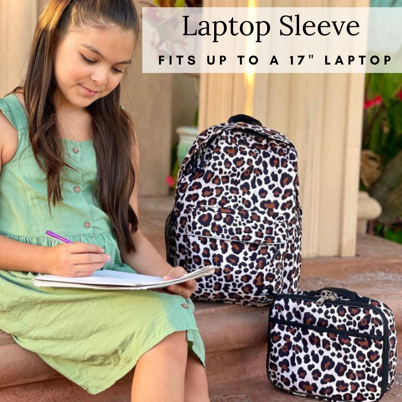 Girls Backpack and Lunch Box Set Cheetah Print Gives Back to