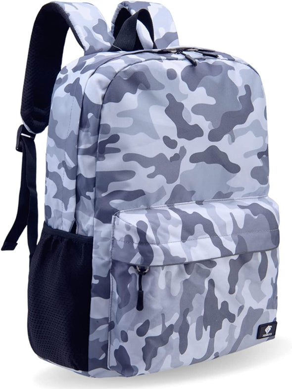 Gray Camo Kids Backpack with Laptop Compartment, Durable, Gives Back to a Great Cause, 17 Inches