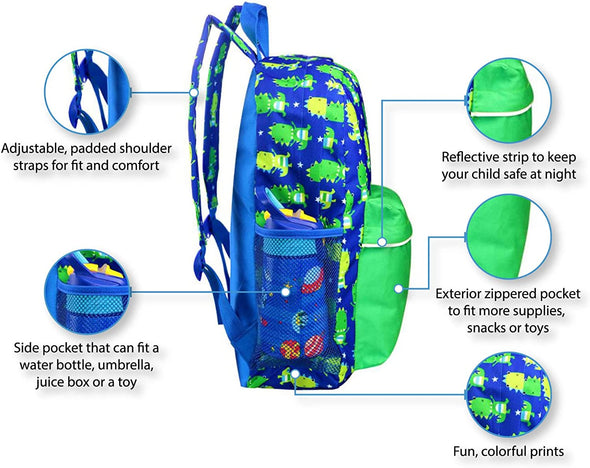 Monster Toddler & Preschool Backpack - Water Resistant, Lightweight, Durable, Gives Back to Great Cause, 16 Inches, Green