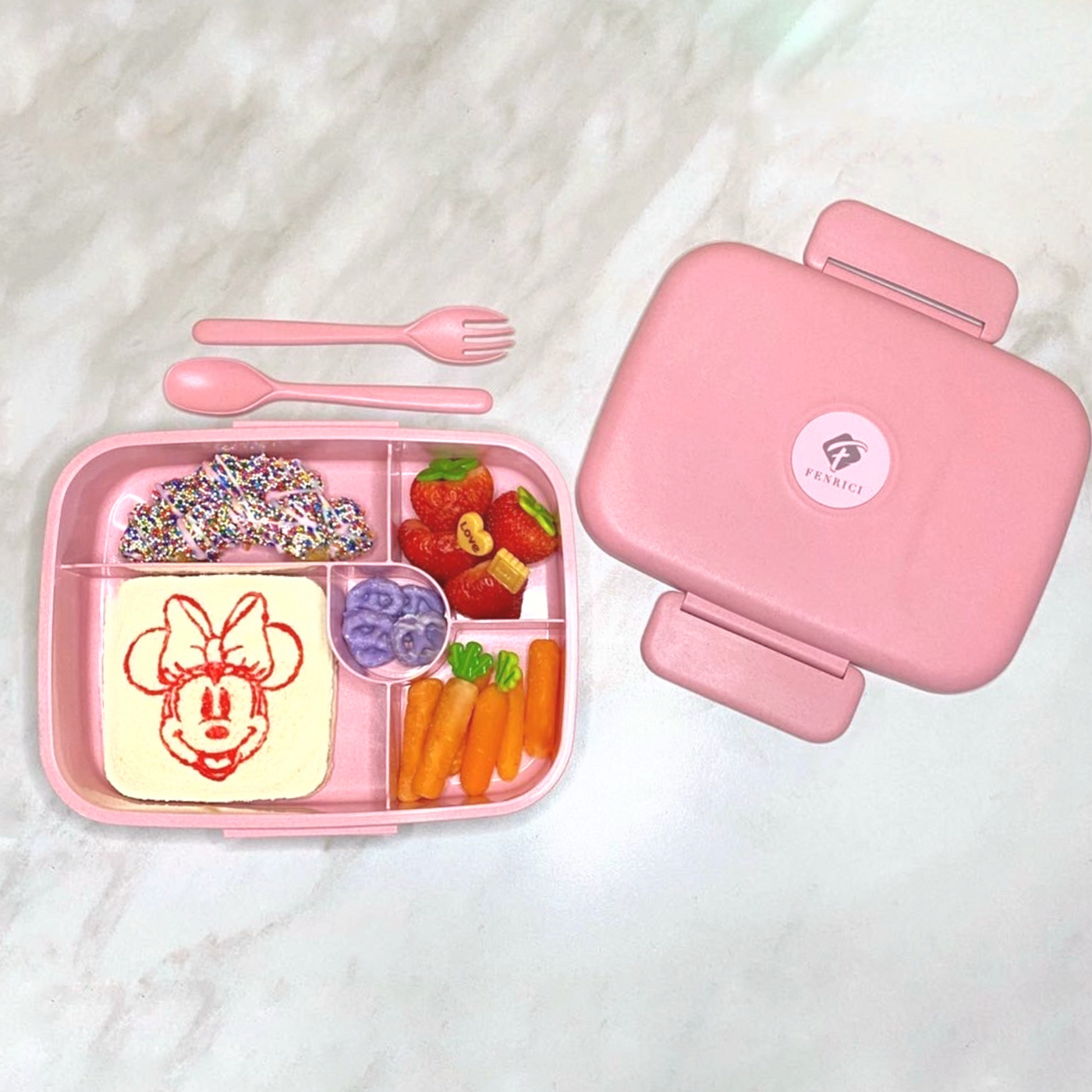  Fenrici Bento Lunch Box For Girls & Teens, Made with  Plastic-Free Wheat Straw, Utensils Included, 5 Compartments, Best Lunch Box,  BPA-Free Bento, Microwave and Dishwasher Safe, Pink: Home & Kitchen