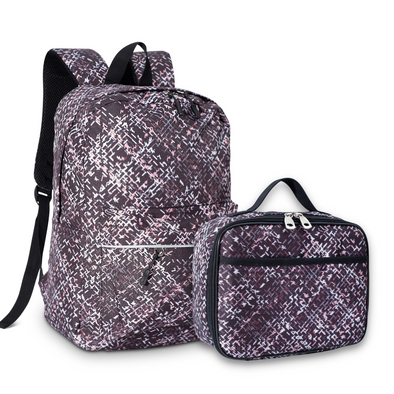 Girls Backpack and Lunch Box Set, Pink Tweed, Gives Back to Great Cause, 16 Inches