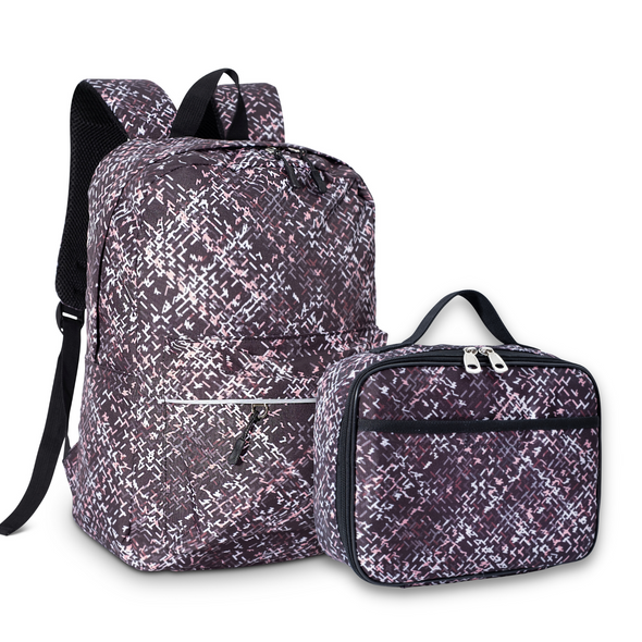 Girls Backpack and Lunch Box Set, Pink Tweed, Gives Back to Great Cause, 16 Inches