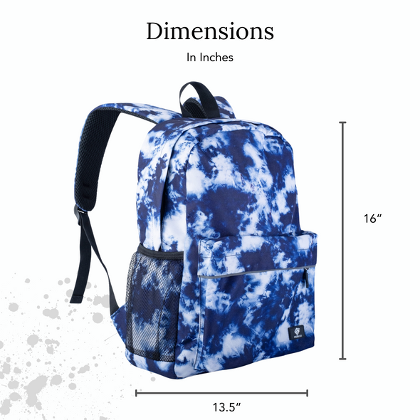 Blue Tie Dye Kids Backpack with Laptop Compartment, Durable, Gives Back to a Great Cause, 16 Inches