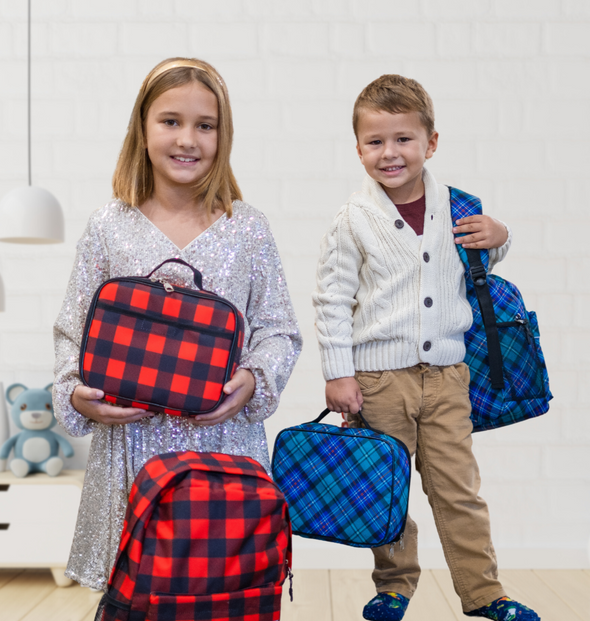 Green Tartan Plaid Kids Backpack with Laptop Compartment, Durable, Gives Back to a Great Cause, 16 Inches