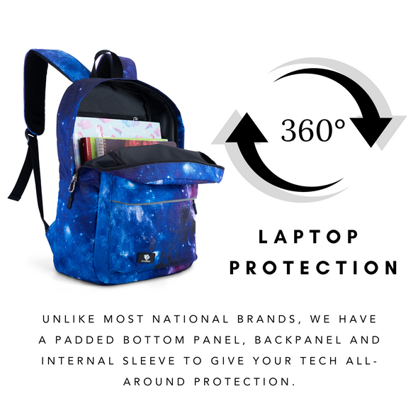 Galaxy Backpack with Laptop Compartment, Blue Backpack, Durable, Gives Back to a Great Cause, 17 Inches