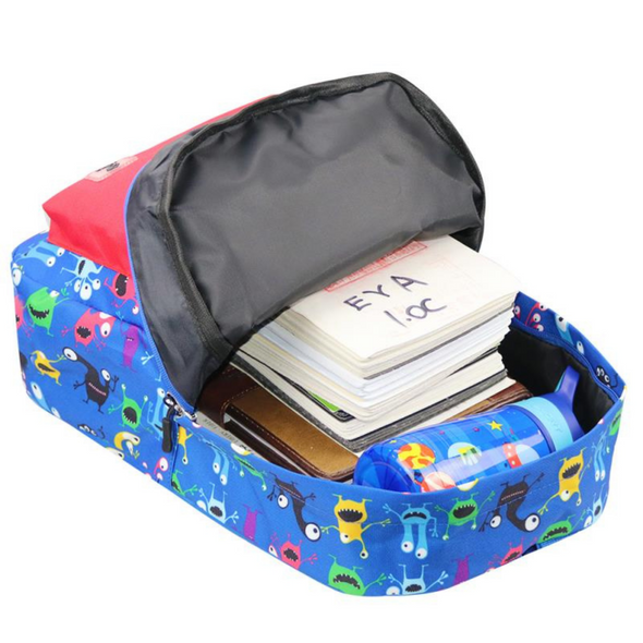 Fenrici Toddler Backpack for Boys, Girls, Cute 16” Preschool Bag for Little Kids, Side Pocket, Lightweight, Water Resistant - Blue Cartoon