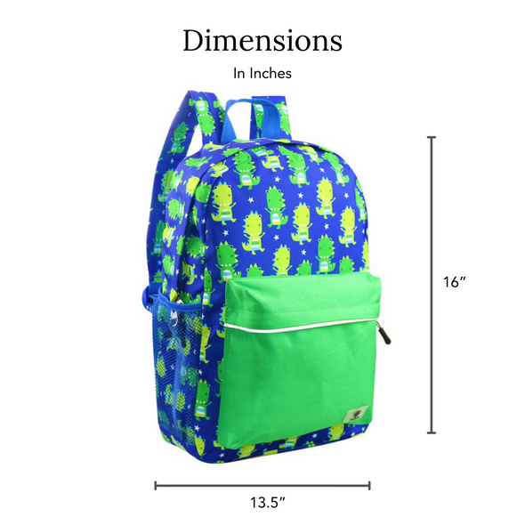 Dinosaur Toddler & Preschool Backpack - Water Resistant, Lightweight, Durable, Gives Back to Great Cause, 16 Inches, Green