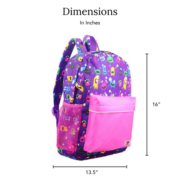 Monster Toddler & Preschool Backpack - Water Resistant, Lightweight, Durable, Gives Back to Great Cause, 16 Inches, Purple