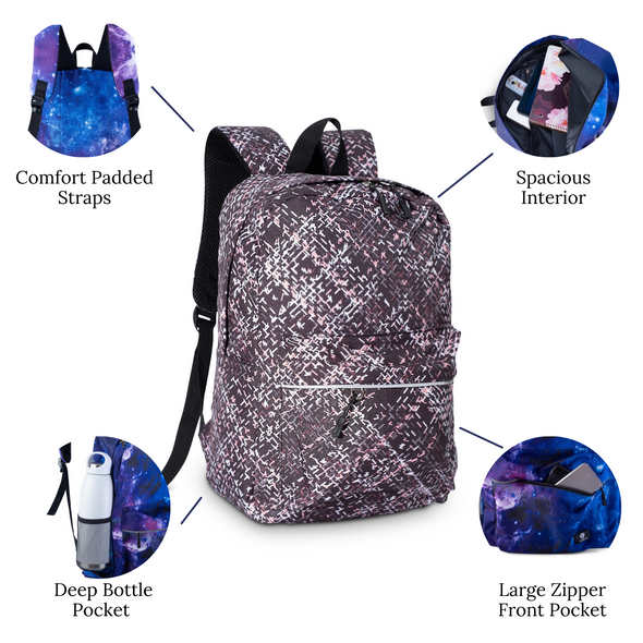 Girls Backpack and Lunch Box Set, Pink Tweed, Gives Back to Great Cause, 16 Inches