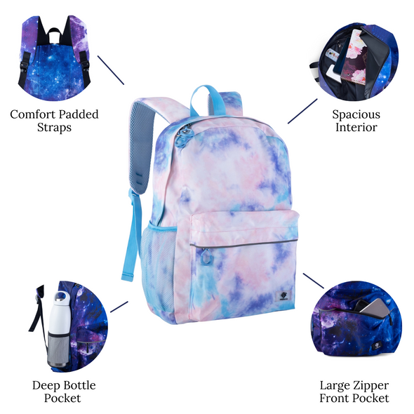 Pastel Tie Dye Kids Backpack with Laptop Compartment, Durable, Gives Back to a Great Cause, 16 Inches